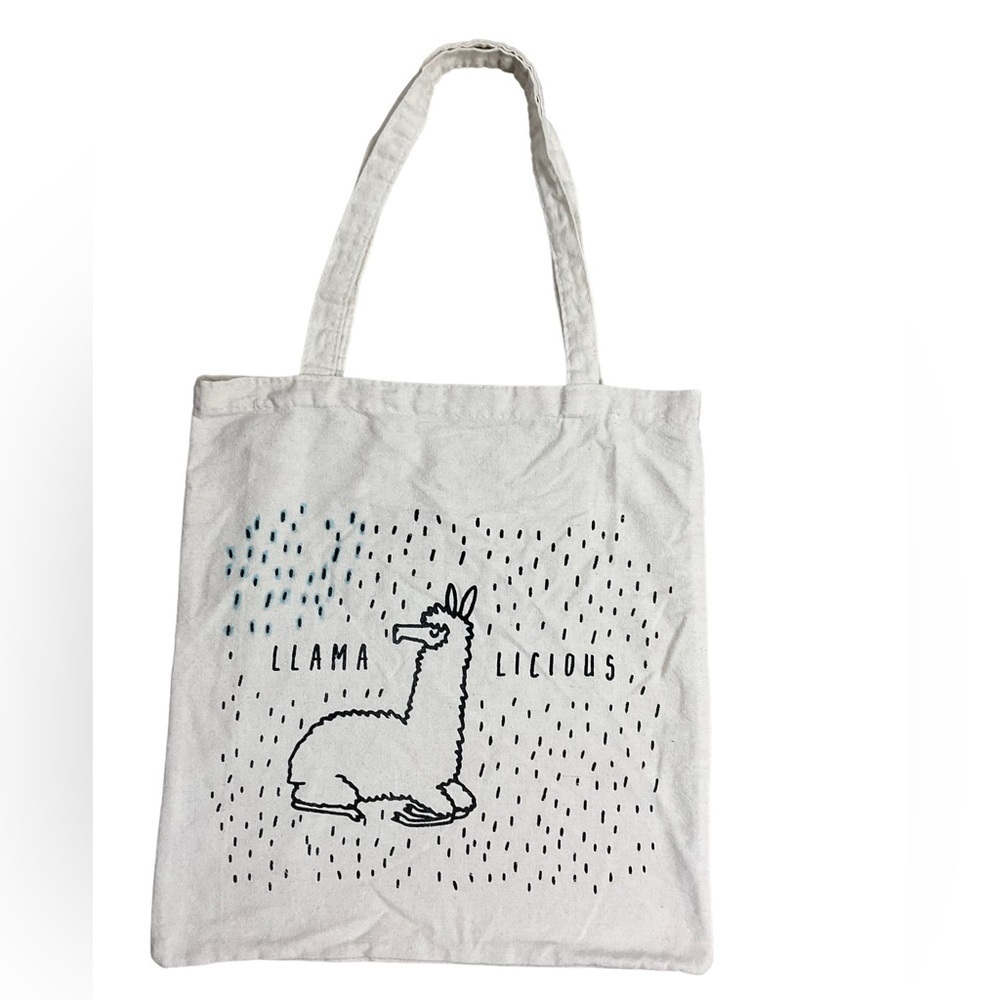 LLAMALICIOUS fabric tote bag 16” X 15”